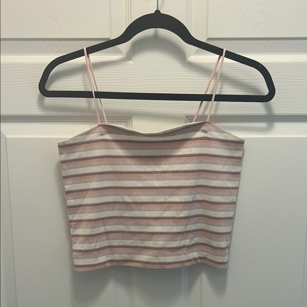 Striped Pink and White Crop Top
